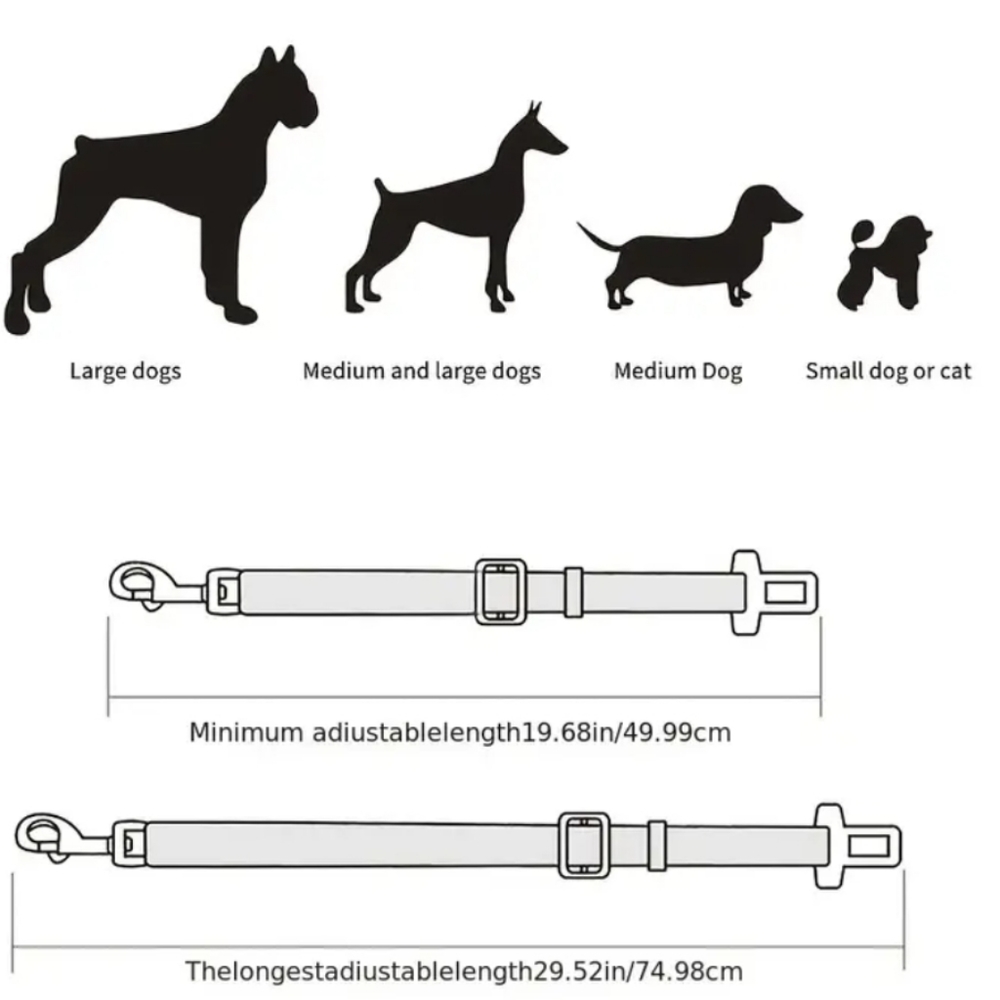 Universal Adjustable Pet Dog Safety Belt - Car Seatbelt Travel Tether - Picture 5 of 6